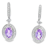 .93ct Amethyst Diamond Dangle Earrings 10KT White Gold
