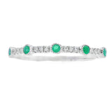 Emerald Diamond stackable band set 14KT White Gold