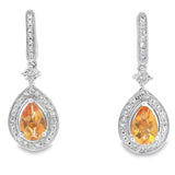 .89ct Citrine Diamond Dangle Earrings 10KT White Gold