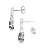1.40ct Sapphire Diamond Dangle Earrings 10KT White Gold