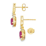 1.40ct Ruby Diamond Dangle Earrings 10KT Yellow Gold