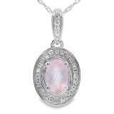 Rose Quartz Diamond Fashion Pendants 10KT White Gold