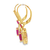 3.50ct Ruby Diamond Dangle Earrings 10KT Yellow Gold