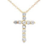 .19ct Diamond Cross Religious Pendant 14KT Yellow Gold
