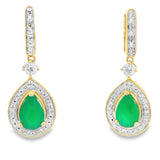 Chalcedony Diamond Dangle Earrings 10KT Yellow Gold