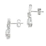 Rose Quartz Diamond Dangle Earrings 10KT White Gold