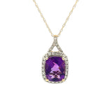 Amethyst Diamond Fashion Pendants 14KT Yellow Gold