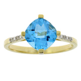 1.20ct Blue Topaz Diamond Ring 10KT Yellow Gold