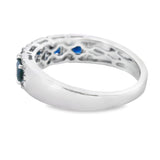 Sapphire Diamond Wedding Band Ring 10KT White Gold