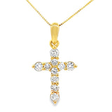 .23ct Diamond Cross Religious Pendant 14KT Yellow Gold