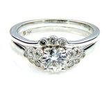 .90ct Antique Style Engagement Ring Set 14KT White Gold