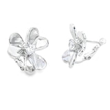 Cubic Zirconia Flower Earrings Sterling Silver