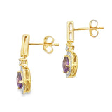 .88ct Amethyst Diamond Dangle Earrings 10KT Yellow Gold