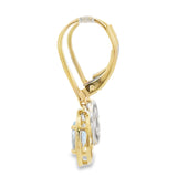 Aquamarine Diamond Dangle Earrings 10KT Yellow Gold
