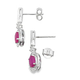 1.40ct Ruby Diamond Dangle Earrings 10KT White Gold
