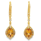 1.88ct Citrine Diamond Dangle Earrings 10KT Yellow Gold
