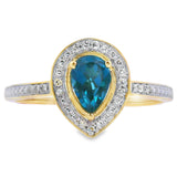 .54ct London Blue Topaz Diamond Ring 10KT Yellow Gold