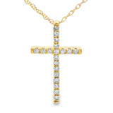 .13ct Diamond Cross Religious Pendant 14KT Yellow Gold