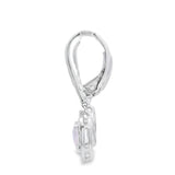 Rose Quartz Diamond Dangle Earrings 10KT White Gold