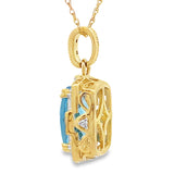 Blue Topaz Diamond Fashion Pendants 10KT Yellow Gold