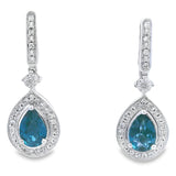 London Blue Topaz Dangle Earrings 10KT White Gold