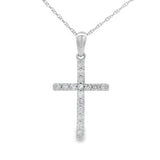 .19ct Diamond Cross Religious Pendant 14KT White Gold