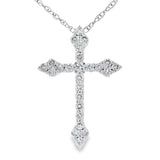 .16ct Diamond Cross Religious Pendant 14KT White Gold