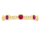 .46ct Ruby Diamond stackable band set 14KT Yellow Gold
