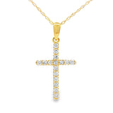 .19ct Diamond Cross Religious Pendant 14KT Yellow Gold