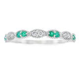 Emerald Diamond stackable band set 14KT White Gold