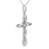 Ruby Diamond Cross Religious Pendant 10KT White Gold
