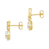 Aquamarine Diamond Dangle Earrings 10KT Yellow Gold