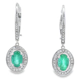 .90ct Emerald Diamond Dangle Earrings 10KT White Gold