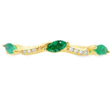 Emerald Diamond stackable band set 14KT Yellow Gold
