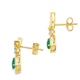 Chalcedony Diamond Dangle Earrings 10KT Yellow Gold