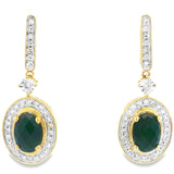 1.06ct Onyx Diamond Dangle Earrings 10KT Yellow Gold
