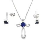 Created Sapphire Jewelry sets Sterling Silver