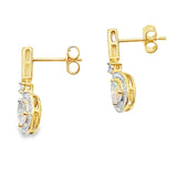 Rose Quartz Diamond Dangle Earrings 10KT Yellow Gold
