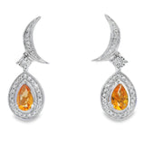 .48ct Citrine Diamond Dangle Earrings 10KT White Gold