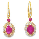 3.50ct Ruby Diamond Dangle Earrings 10KT Yellow Gold
