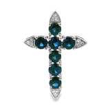 1.68ct Sapphire Cross Religious Pendant 14KT White Gold