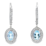Aquamarine Diamond Dangle Earrings 10KT White Gold