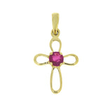 .18ct Ruby Cross Religious Pendant 10KT Yellow Gold