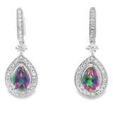Mystic Fire Topaz Dangle Earrings 10KT White Gold