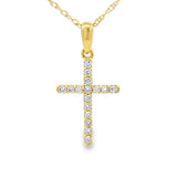 .10ct Diamond Cross Religious Pendant 14KT Yellow Gold