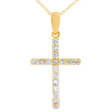 .25ct Diamond Cross Religious Pendant 14KT Yellow Gold