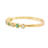 Emerald Diamond stackable band set 14KT Yellow Gold