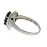 Created Sapphire Moissanite Ring Sterling Silver