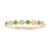 Emerald Diamond stackable band set 14KT Yellow Gold