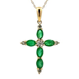 .65ct Emerald Cross Religious Pendant 10KT Yellow Gold